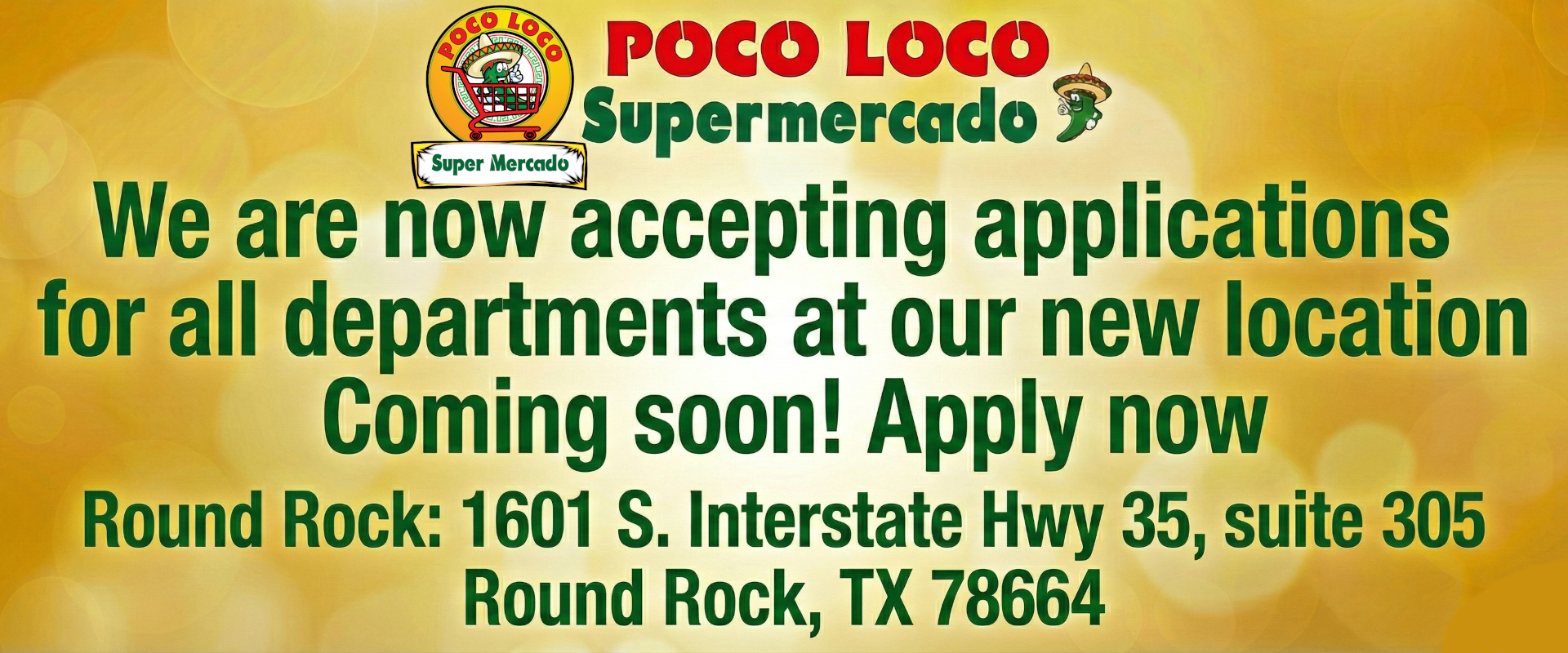 We are now accepting applications for all departments at our new location coming soon! Apply now  Round Rock: 1601 S. Interstate Hwy 35, suite 305 Round Rock TX 78664